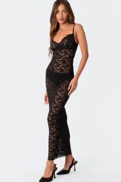 Xandra Sheer Lace Maxi Dress