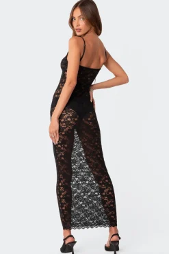 Xandra Sheer Lace Maxi Dress