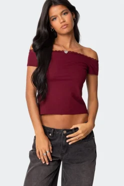 Xoe Off Shoulder Lace Trim Top