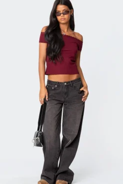 Xoe Off Shoulder Lace Trim Top