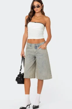 Xtra Long Acid Wash Denim Bermuda Shorts