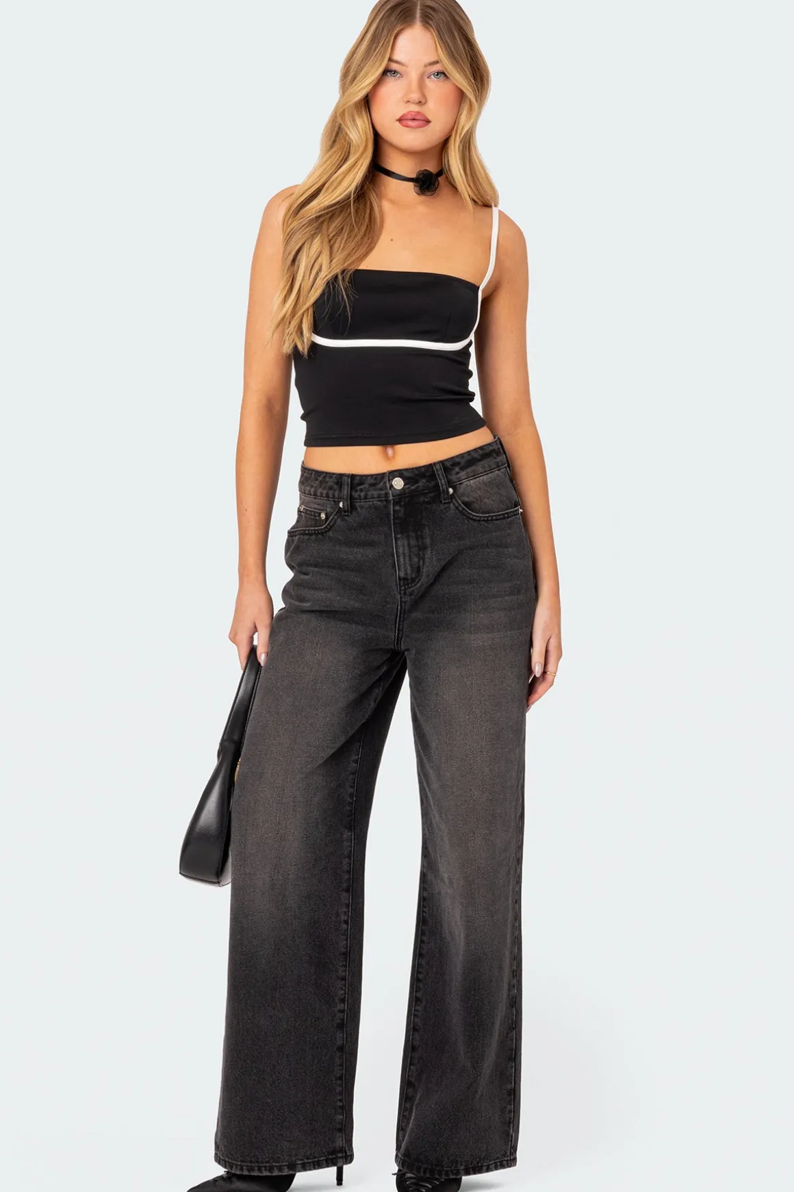 Yang Contrast Strap Tank Top