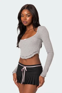 Yara Ribbed Ruffle Hem Top