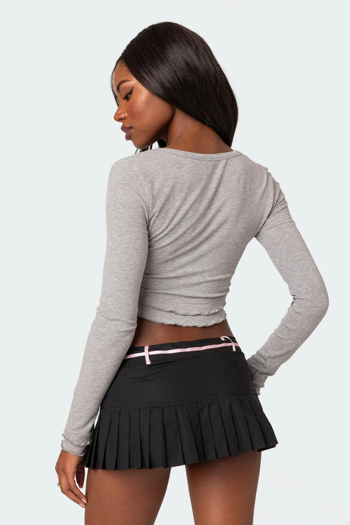 Yara Ribbed Ruffle Hem Top