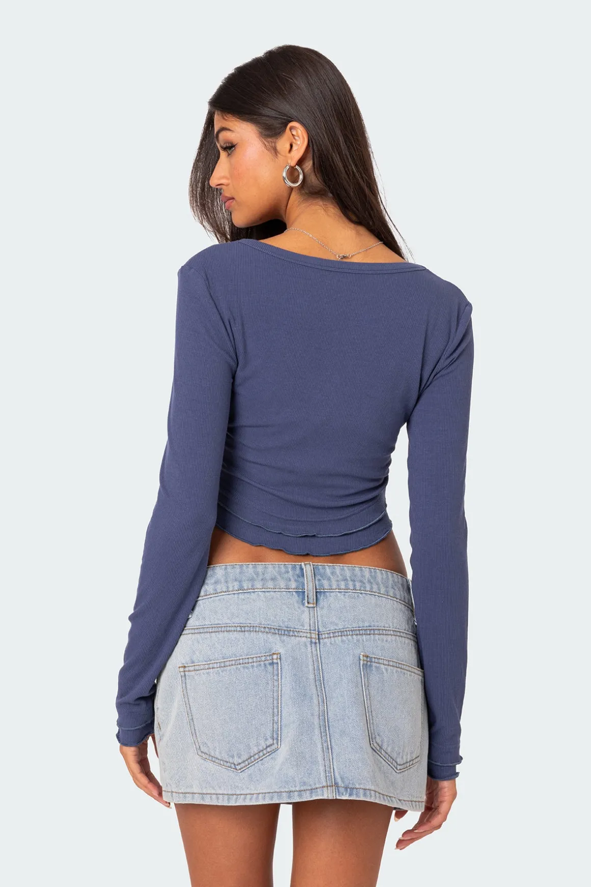Yara Ribbed Ruffle Hem Top