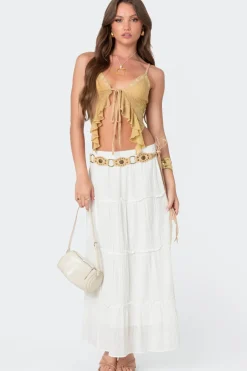 Yola Embroidered Tie Front Top