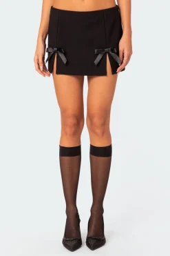 Yvette Bow Slitted Mini Skirt