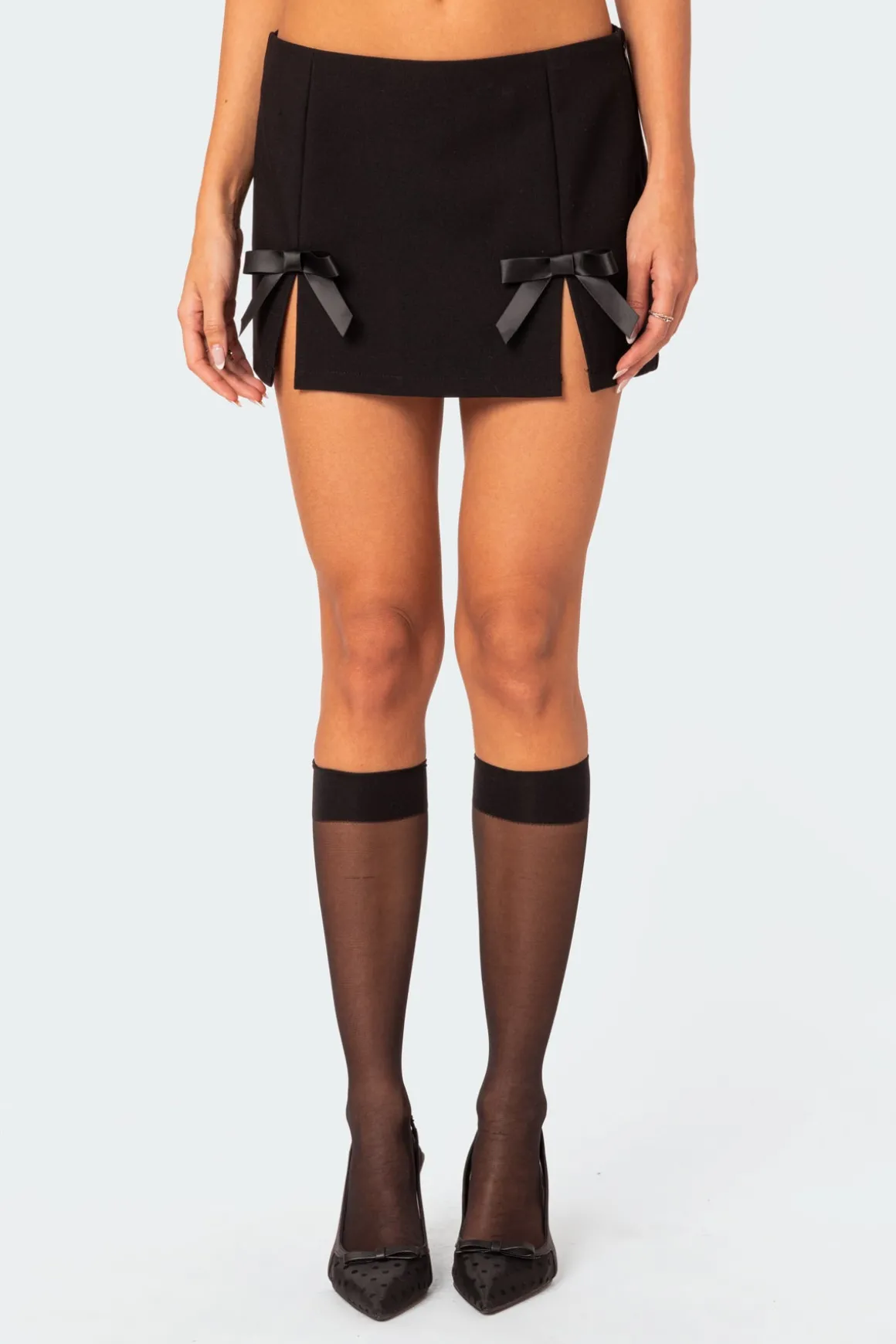 Yvette Bow Slitted Mini Skirt