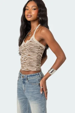 Zebra Printed Halter Top
