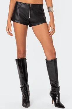 Zippy Faux Leather Micro Shorts